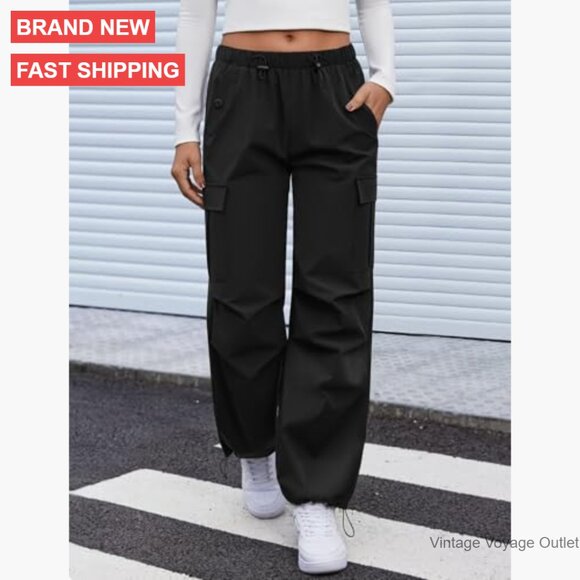 Women's Cargo Pants Elastic Waist Water Resistant Lightweight Hiking - Picture 2 of 6